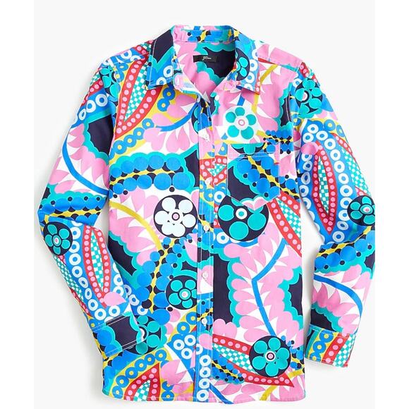 J Crew Classic Boy Fit Shirt in Ratti Kaleidoscope Print Size 4 2250 - Picture 2 of 9